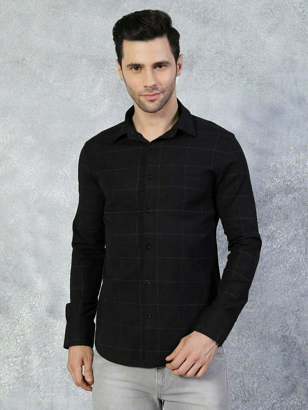 Buy Black With Pin Blue Check Classic Shirt - The Black Lover