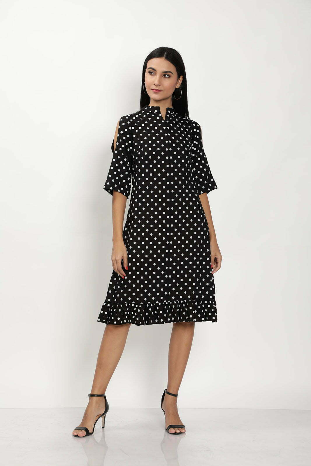 Chic Style Black Polka Dot Dress