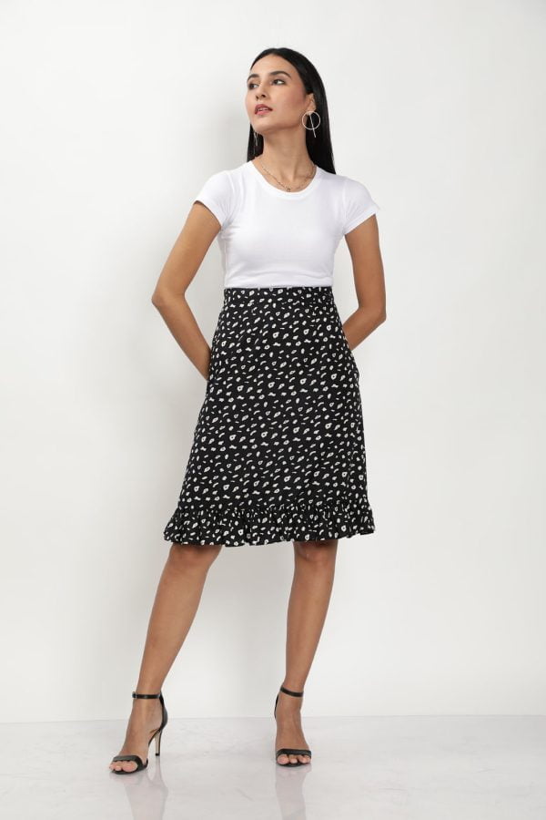Trendy Cow-Print Aline Skirt