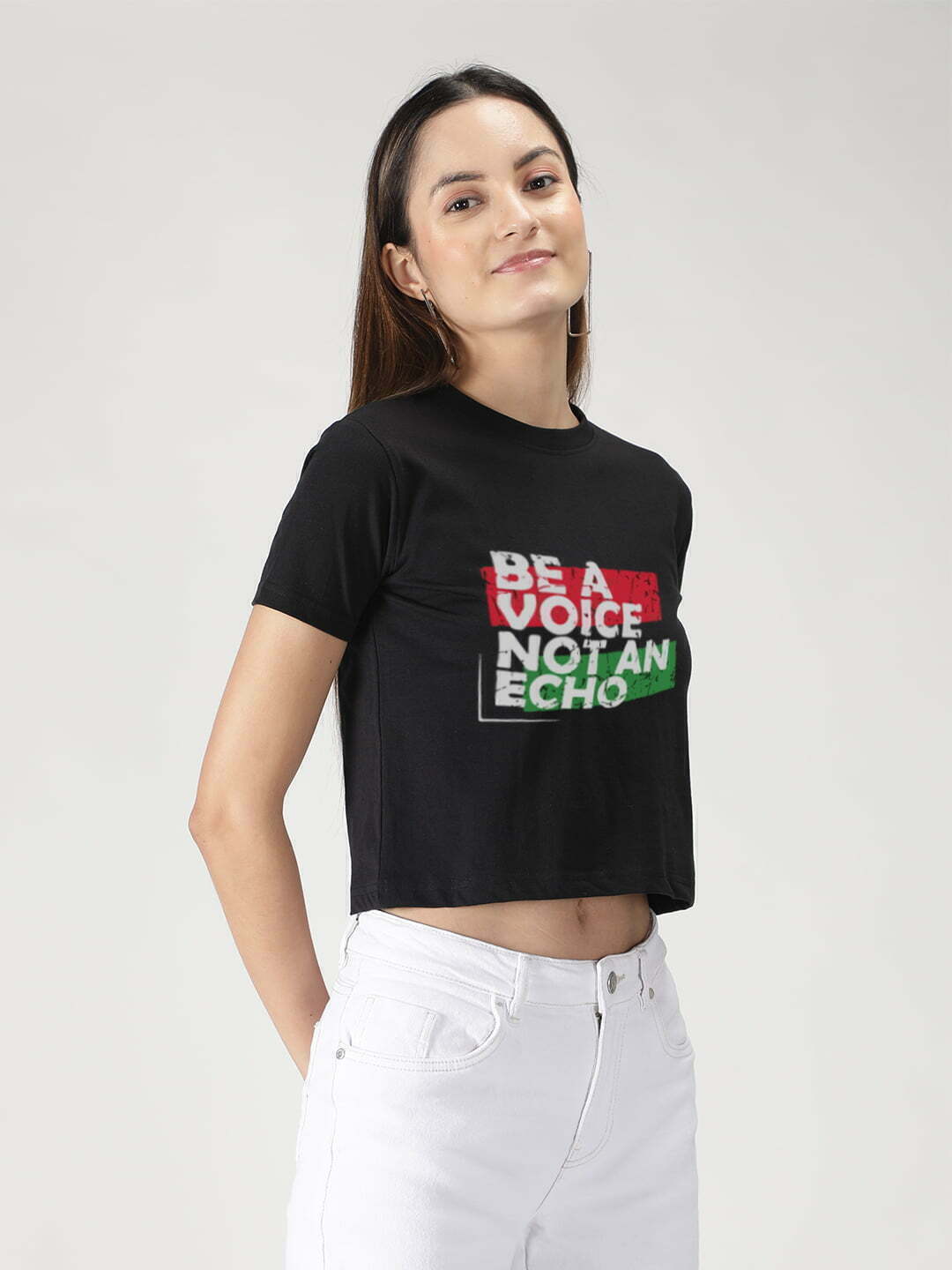 Be A Voice Not An Echo Graphic Crop Top