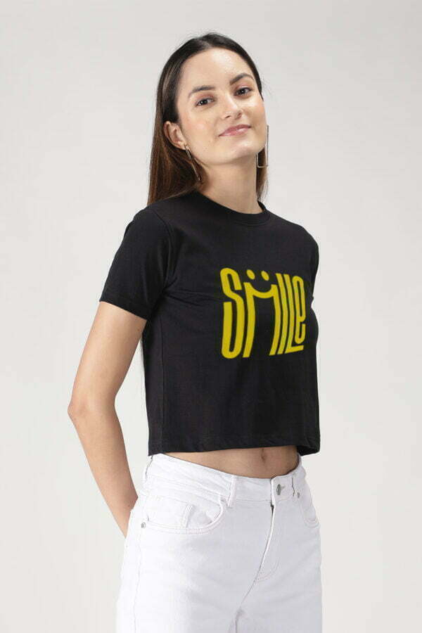 Smile Yellow Graphic Crop Top