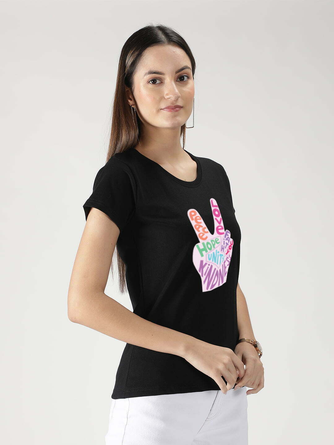 Lovely Peace Finges Graphic T-Shirt