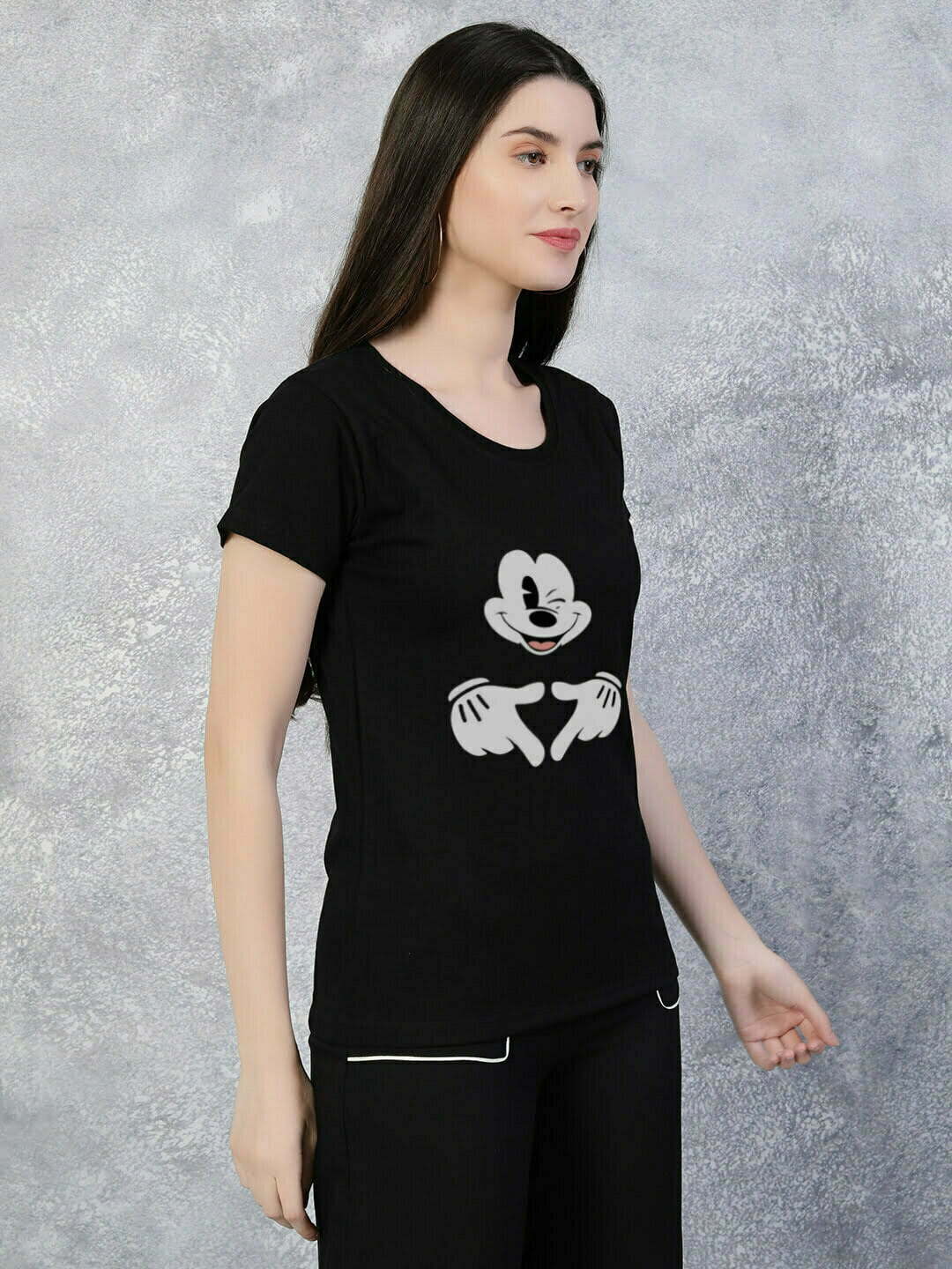 Micky Mouse Graphic BlackFull T-Shirt