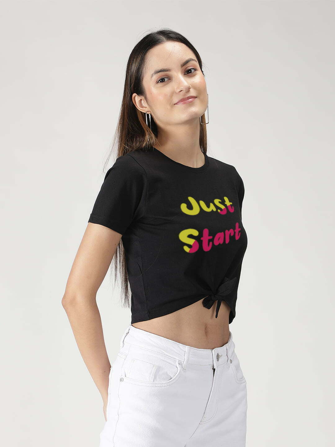 Just Start Quirky Graphic Knot Top